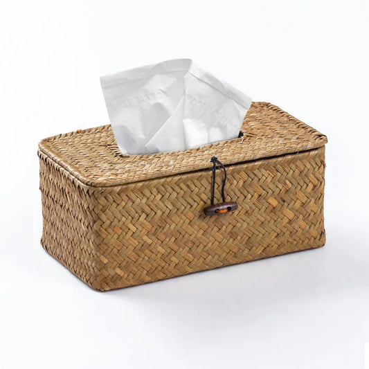 Portafazzoletti in Rattan Fatto a Mano - Scatola Porta Kleenex Decorativa per Casa Bagno Ufficio