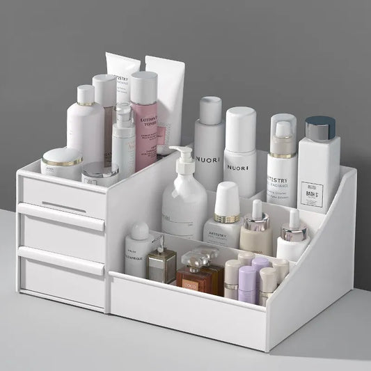 Organizer Trucchi da Cassetto Bianco - Porta Cosmetici da Scrivania con 9 Scomparti