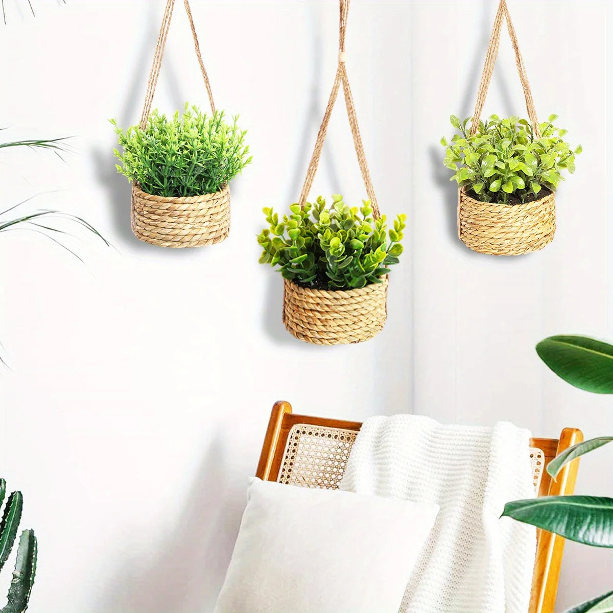 Piante Artificiali Eucalipto e Rosmarino in Vaso - Decorazione Casa 40cm Effetto Realistico