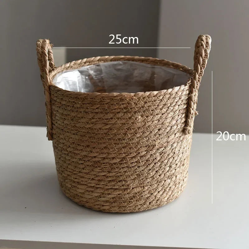 jutebuy Natural Wicker Planter Basket  Flower Pot Rattan Straw Flower Basket For  Home Garden Decoration 20/25/30CM