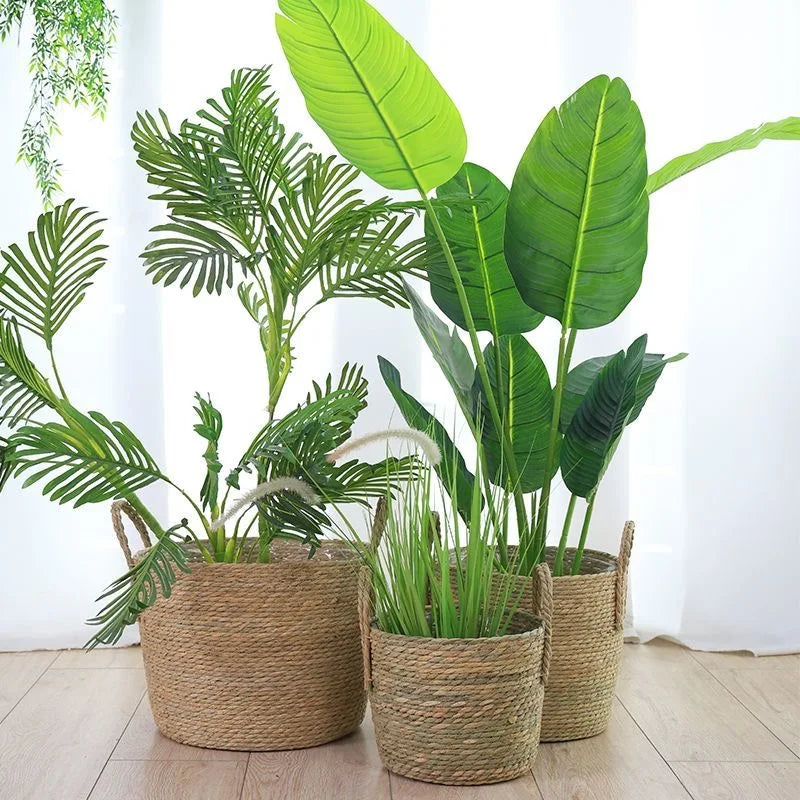 jutebuy Natural Wicker Planter Basket  Flower Pot Rattan Straw Flower Basket For  Home Garden Decoration 20/25/30CM
