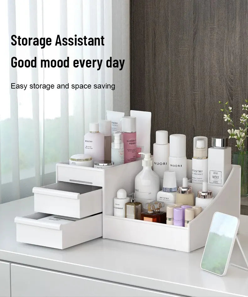 Organizer Trucchi da Cassetto Bianco - Porta Cosmetici da Scrivania con 9 Scomparti