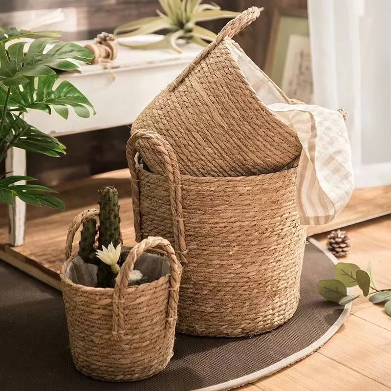 jutebuy Natural Wicker Planter Basket  Flower Pot Rattan Straw Flower Basket For  Home Garden Decoration 20/25/30CM