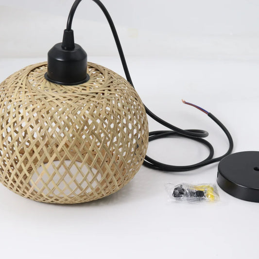Lampada Sospensione Bambù Rattan E27 - Lampadario Intrecciato Naturale | JuteBuy