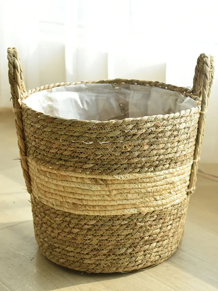 jutebuy Natural Wicker Planter Basket  Flower Pot Rattan Straw Flower Basket For  Home Garden Decoration 20/25/30CM