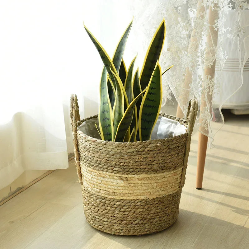 jutebuy Natural Wicker Planter Basket  Flower Pot Rattan Straw Flower Basket For  Home Garden Decoration 20/25/30CM
