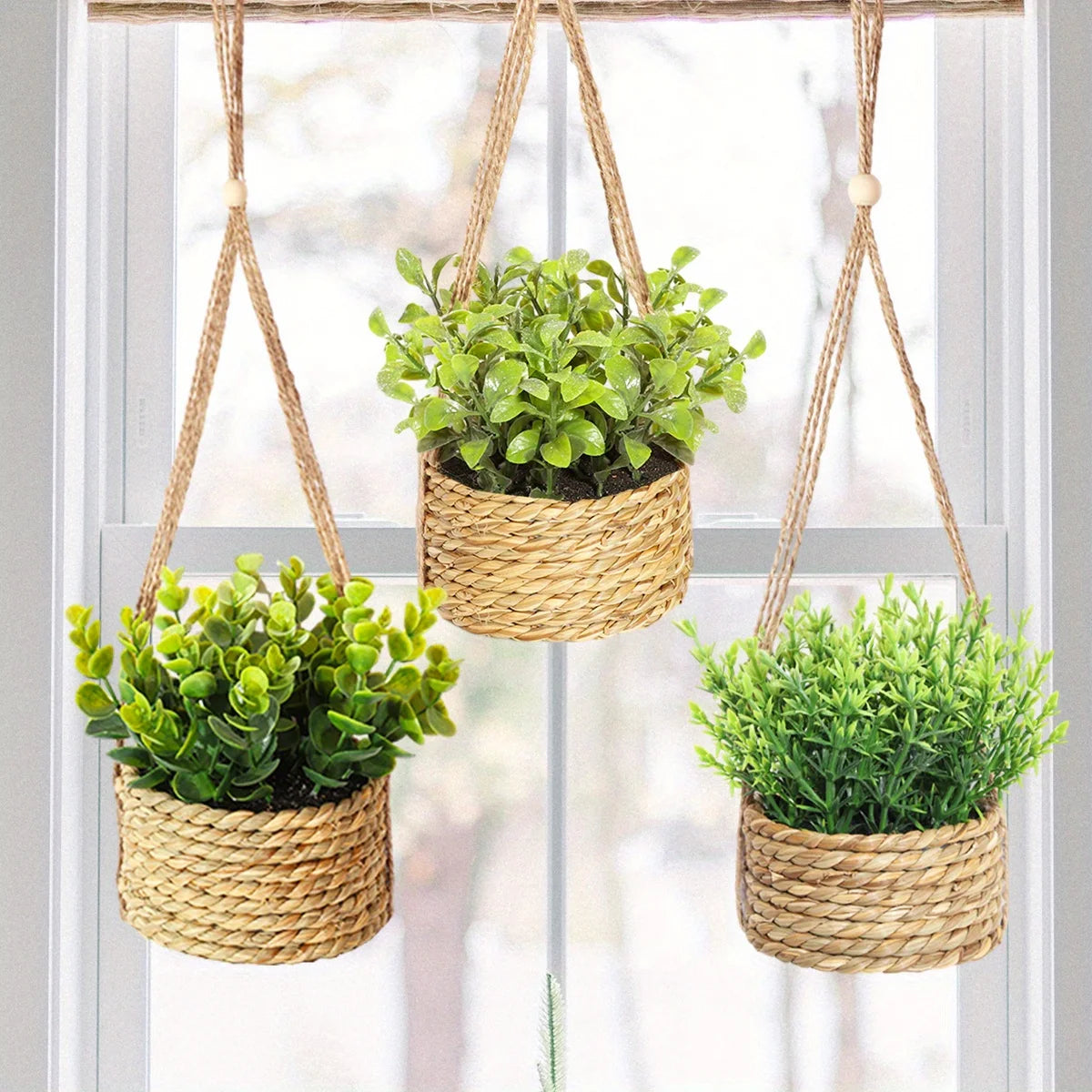 Piante Artificiali Eucalipto e Rosmarino in Vaso - Decorazione Casa 40cm Effetto Realistico