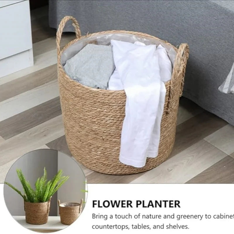 jutebuy Natural Wicker Planter Basket  Flower Pot Rattan Straw Flower Basket For  Home Garden Decoration 20/25/30CM