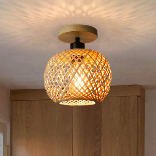 Lampada a Soffitto in Bambù Intrecciato LED Retro E27 - Illuminazione Decorativa" - ottimizzato con parole chiave strategiche