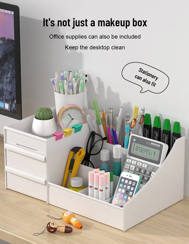 Organizer Trucchi da Cassetto Bianco - Porta Cosmetici da Scrivania con 9 Scomparti