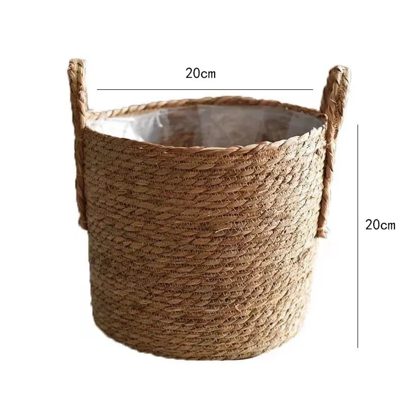 jutebuy Natural Wicker Planter Basket  Flower Pot Rattan Straw Flower Basket For  Home Garden Decoration 20/25/30CM