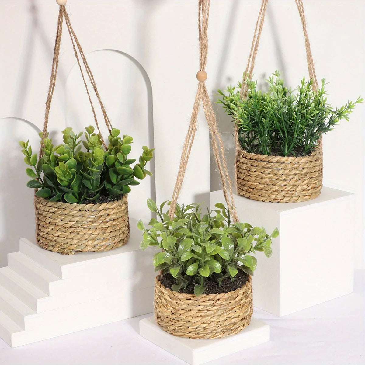 Piante Artificiali Eucalipto e Rosmarino in Vaso - Decorazione Casa 40cm Effetto Realistico