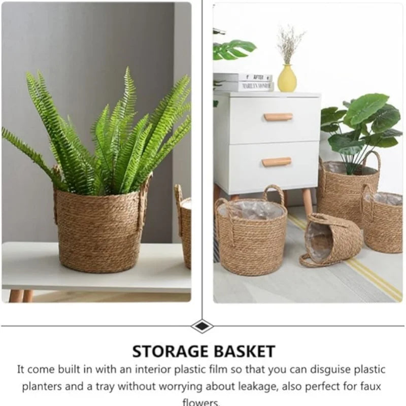 jutebuy Natural Wicker Planter Basket  Flower Pot Rattan Straw Flower Basket For  Home Garden Decoration 20/25/30CM