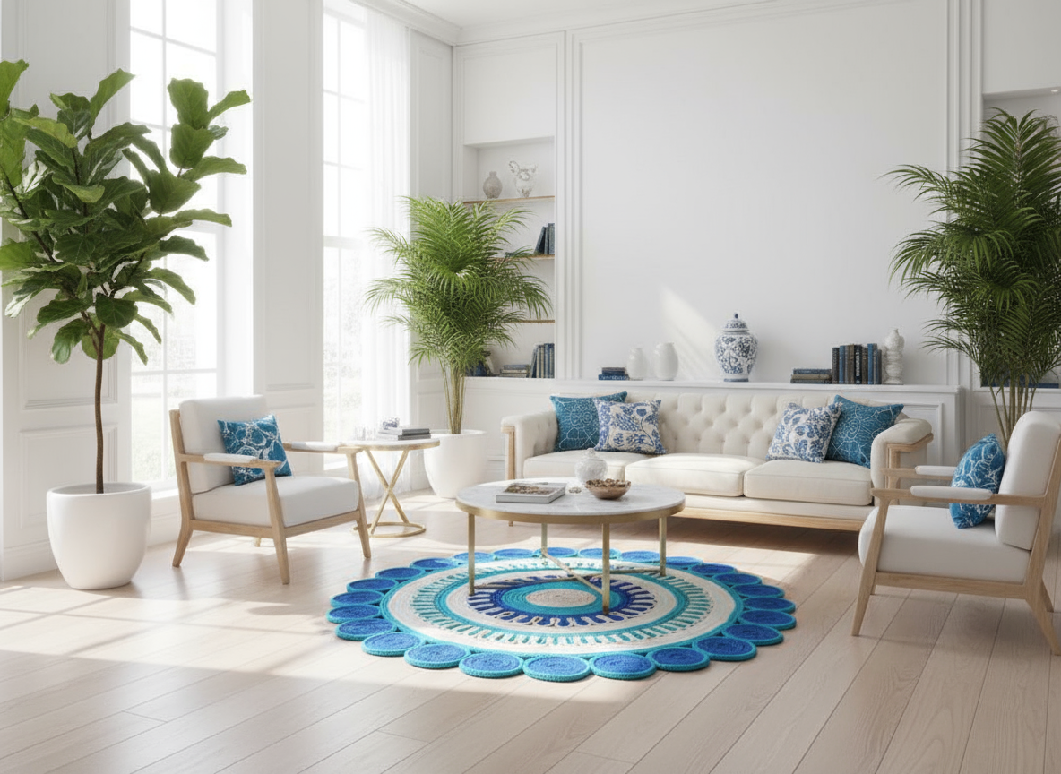 Tappeto blu in soggiorno luxury