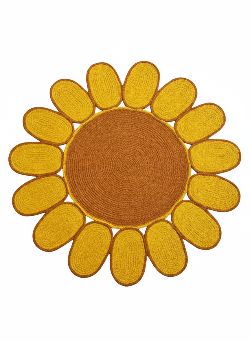 Tappeto girasole in juta con sfondo bianco HD