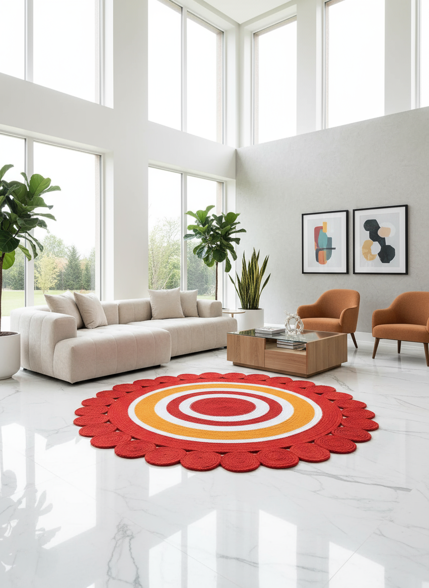 Tappeto rosso in soggiorno luxury