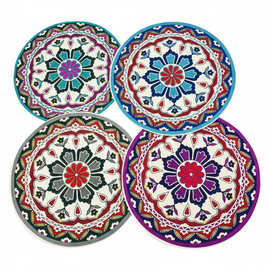 Tovagliette decorative colorate con sfondo bianco